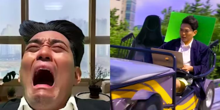 Janubiy koreyalik erkak attraksionda uchayotib Zoom yig‘ilishida qatnashdi